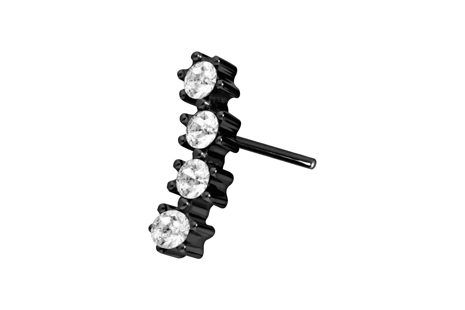 Titan Aufsatz mit Push Pin 4 EINGEFASSTE KRISTALLE von Piercingline
